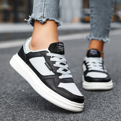 Thick Sole Lace-Up Skate Shoes Women's Sports Sneakers