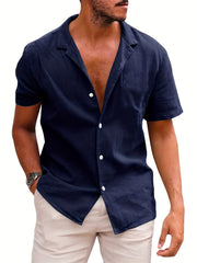 Men's Casual Camp Collar Short Sleeve Shirt