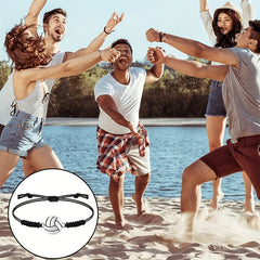 10pcs Volleyball Charm Bracelet, Adjustable Unisex Friendship Bracelet