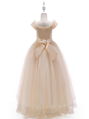Girls Sequin Flowers Embroidery Mesh Tutu Dress