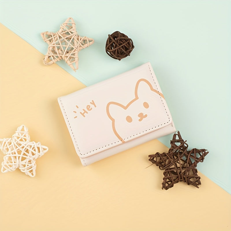 Kids Cartoon Kitten Wallet Small Animal Cat Three-Fold Wallet
