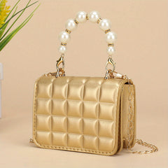 Girls Shoulder Bag with Faux Pearl Handle Handbag