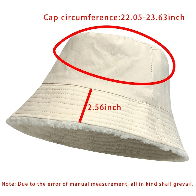 Women's Winter Lamb Wool Bucket Hat Plush Warm Hat