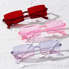 Rectangle Rimless Sunglasses Y2K Candy Summer Decorative Shades UV400