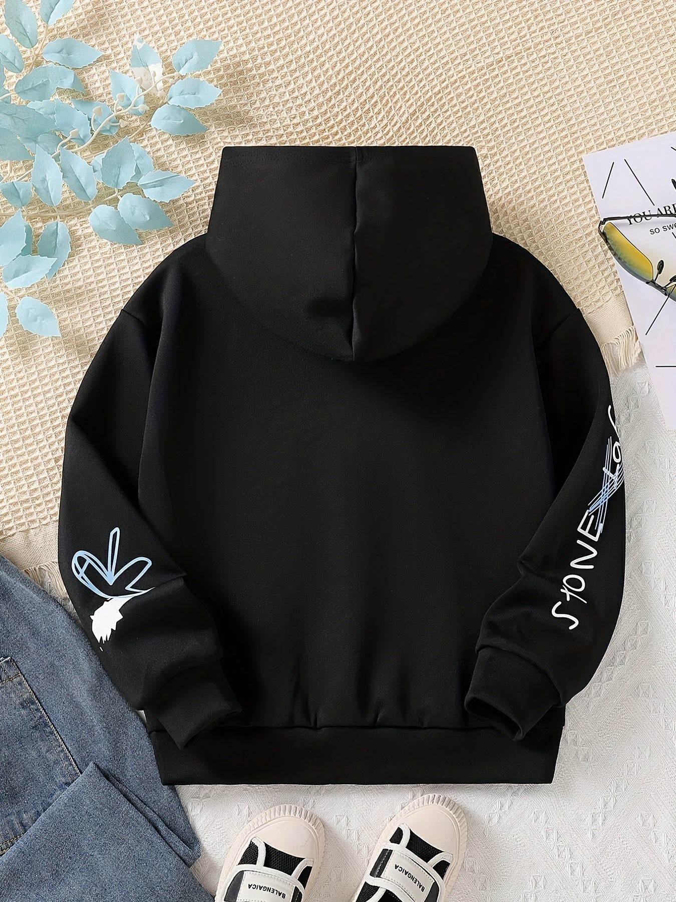 Cartoon Graffiti Print Boys Hooded Sweatshirt for Kids