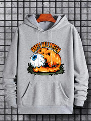 Men's Eyeball & Pumpkin Graphic Hoodie Halloween Style