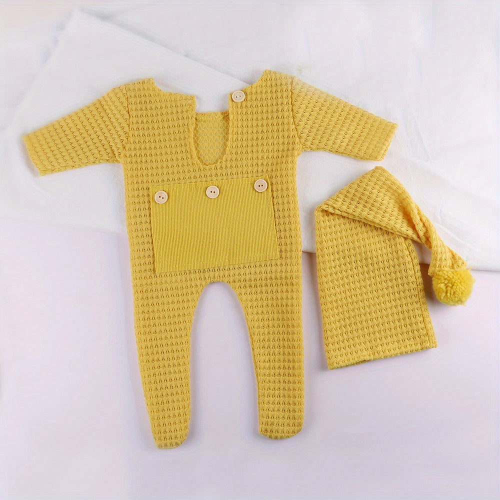 Baby Jumpsuit Photography Suit with Long-tailed Hat Set