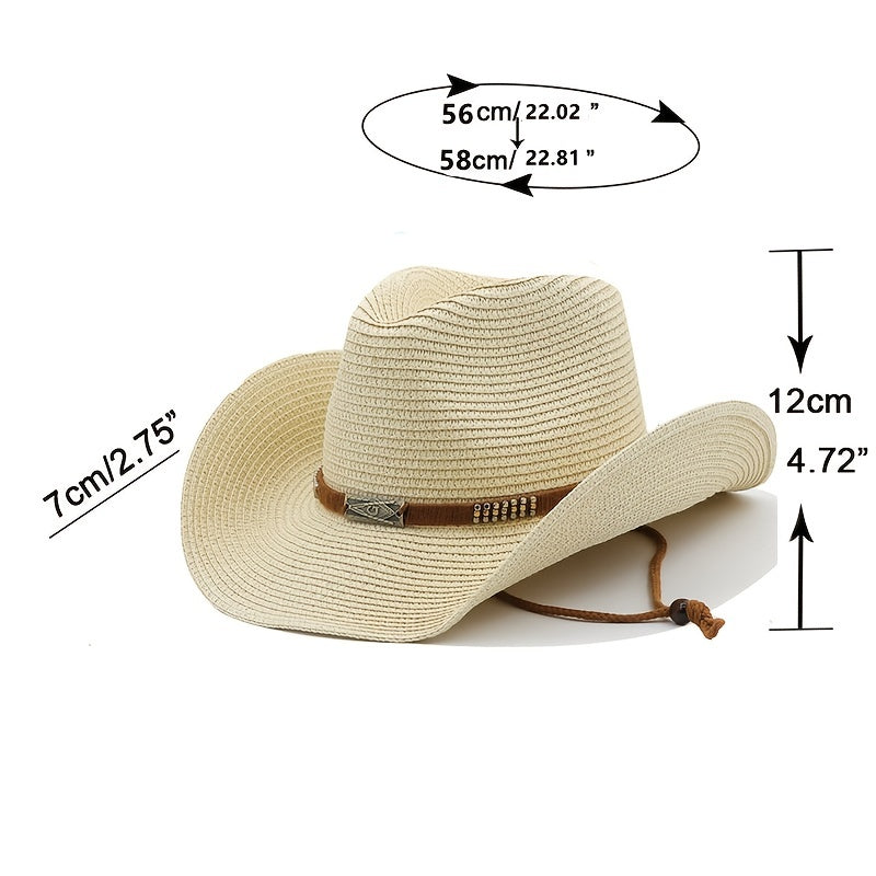 Summer Western Cowboy Straw Hat Sun Hat for Women Men