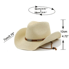 Summer Western Cowboy Straw Hat Sun Hat for Women Men