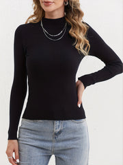 Solid Mock Neck Pullover Sweater for Fall & Winter