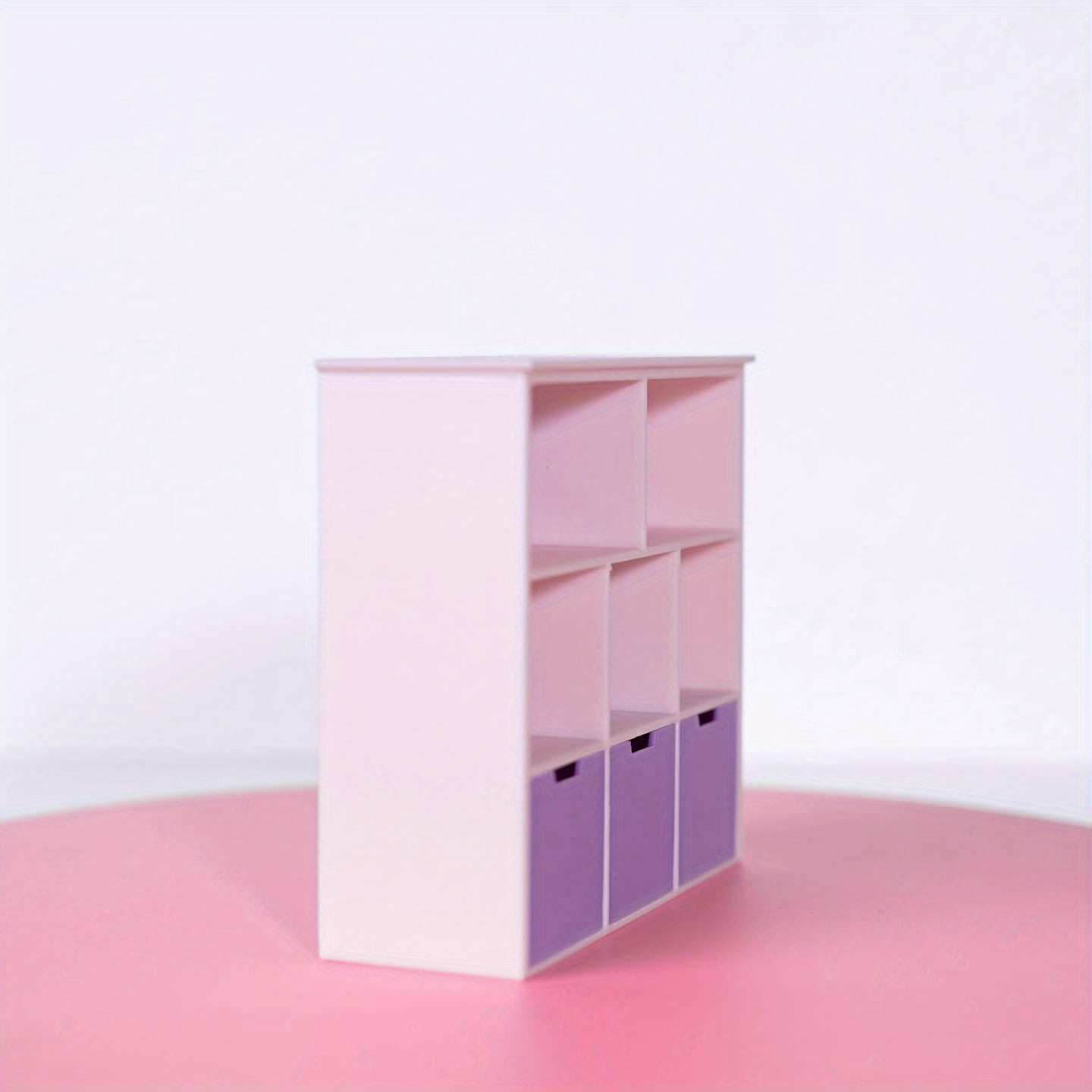 1:12 Scale Purple Dollhouse Bookshelf Miniature Storage Shelf for Dollhouse De