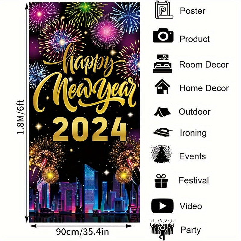1pc Year Door Banner Party Decoration Supplies Happy Year Party Background