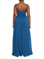 Shirred Wide Leg Tube Jumpsuit Backless Causal Jumpsuit