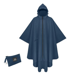 Waterproof Hooded Rain Poncho with Zipper Motorcycle Raincoat