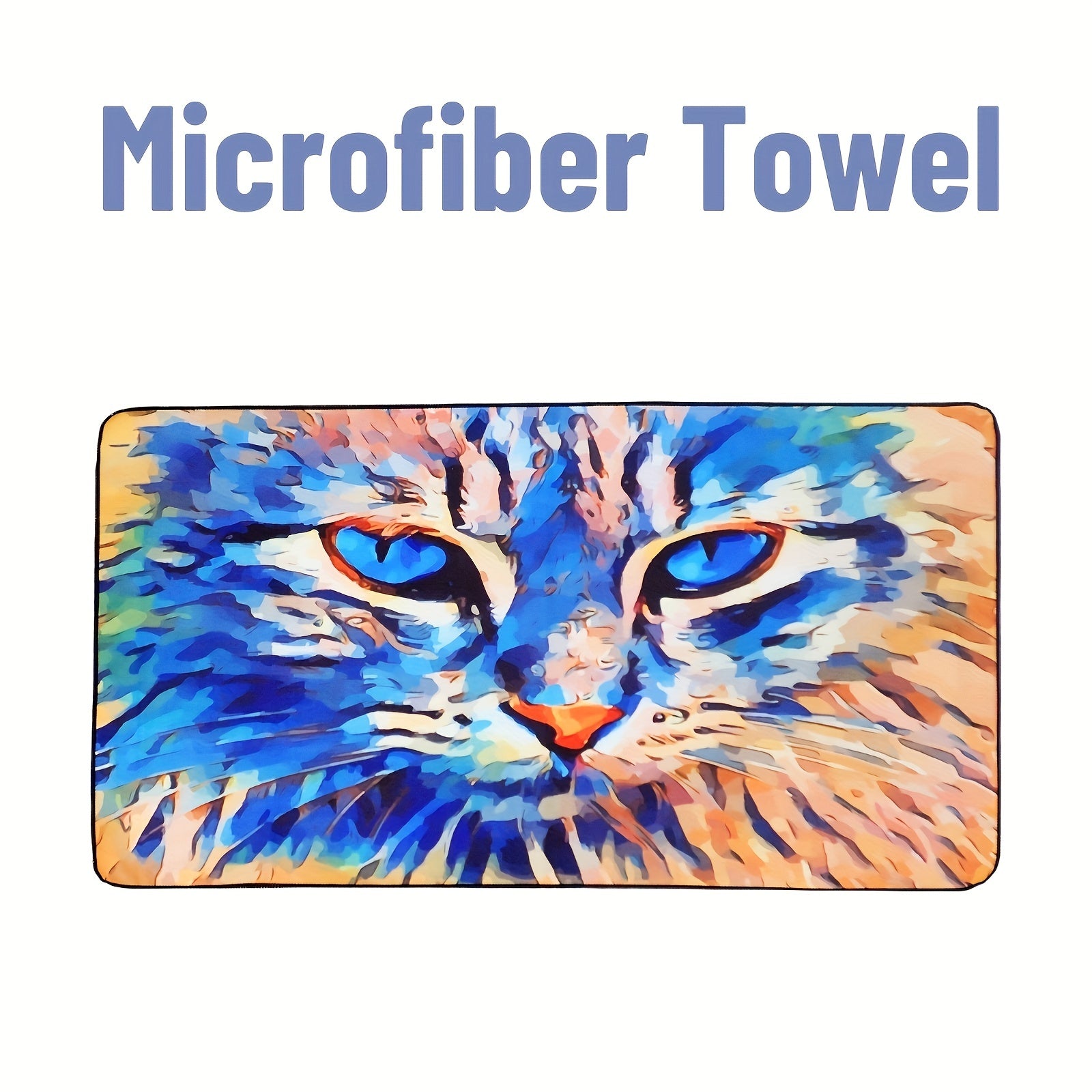 Cat Pattern Hand Towel Microfiber Quick Drying Soft Face Towel
