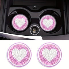 2pcs DIY Diamond Painting Car Coasters Pink Love Kits