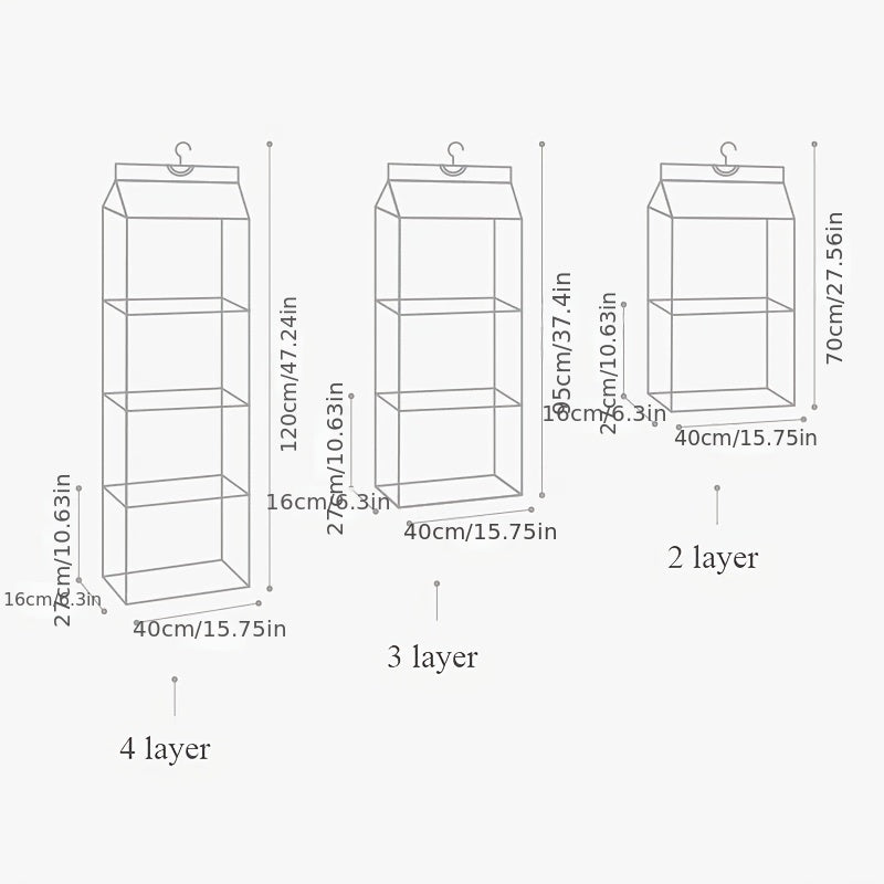 4-Layer Hanging Purse Organizer Closet Wardrobe Space Saving Bag
