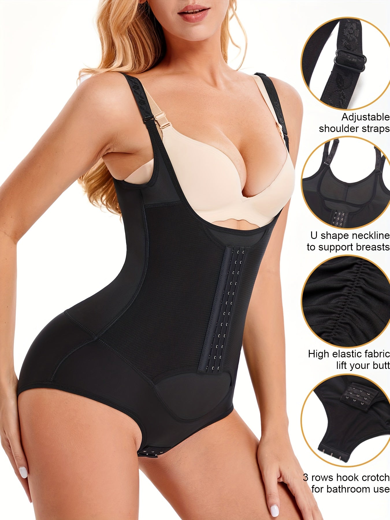 Front Buckle Shaping Bodysuit Tummy Control Butt Lifting Slimmer Body Shaper