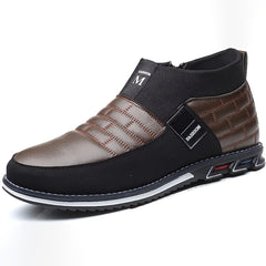 Men's Plaid Slip On Ankle Boots Smart Casual Outdoor Walking Shoes