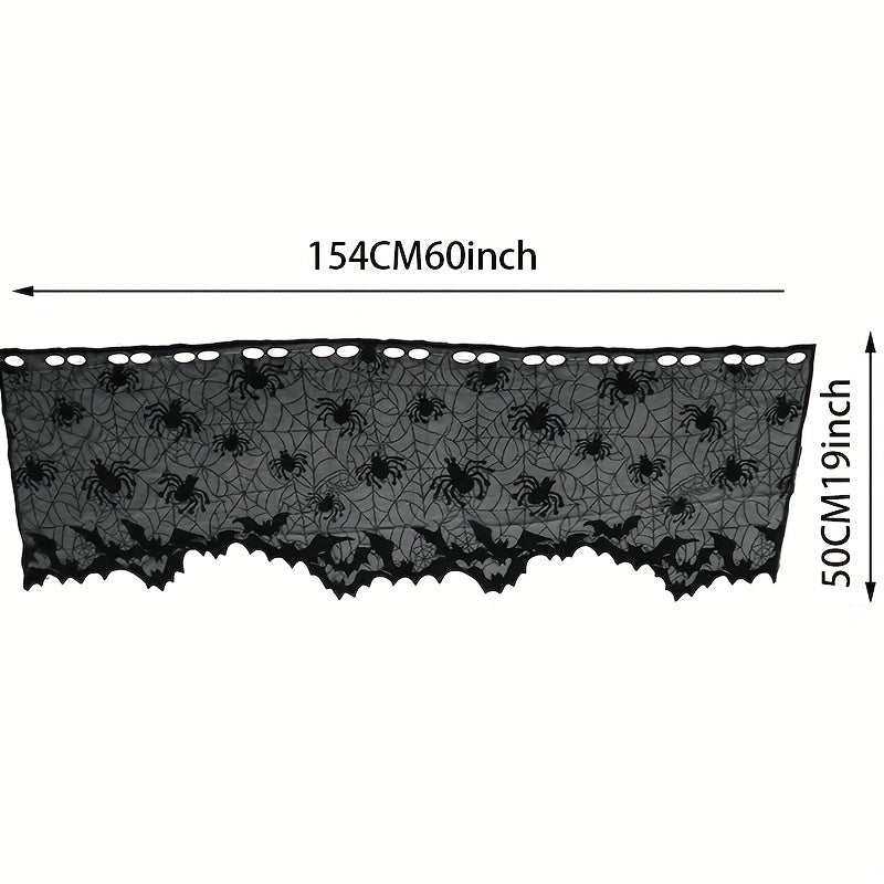 Lace Spider Cafe Curtain Halloween Tiers Short Curtain for Home Decor