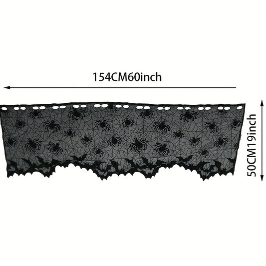 Lace Spider Cafe Curtain Halloween Tiers Short Curtain for Home Decor