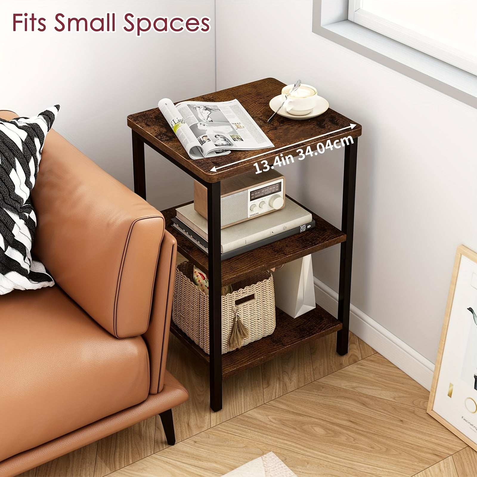 Rustic Brown Three Tiered Side Table