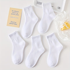 5 Pairs Kids Breathable Sports Socks for Spring Autumn