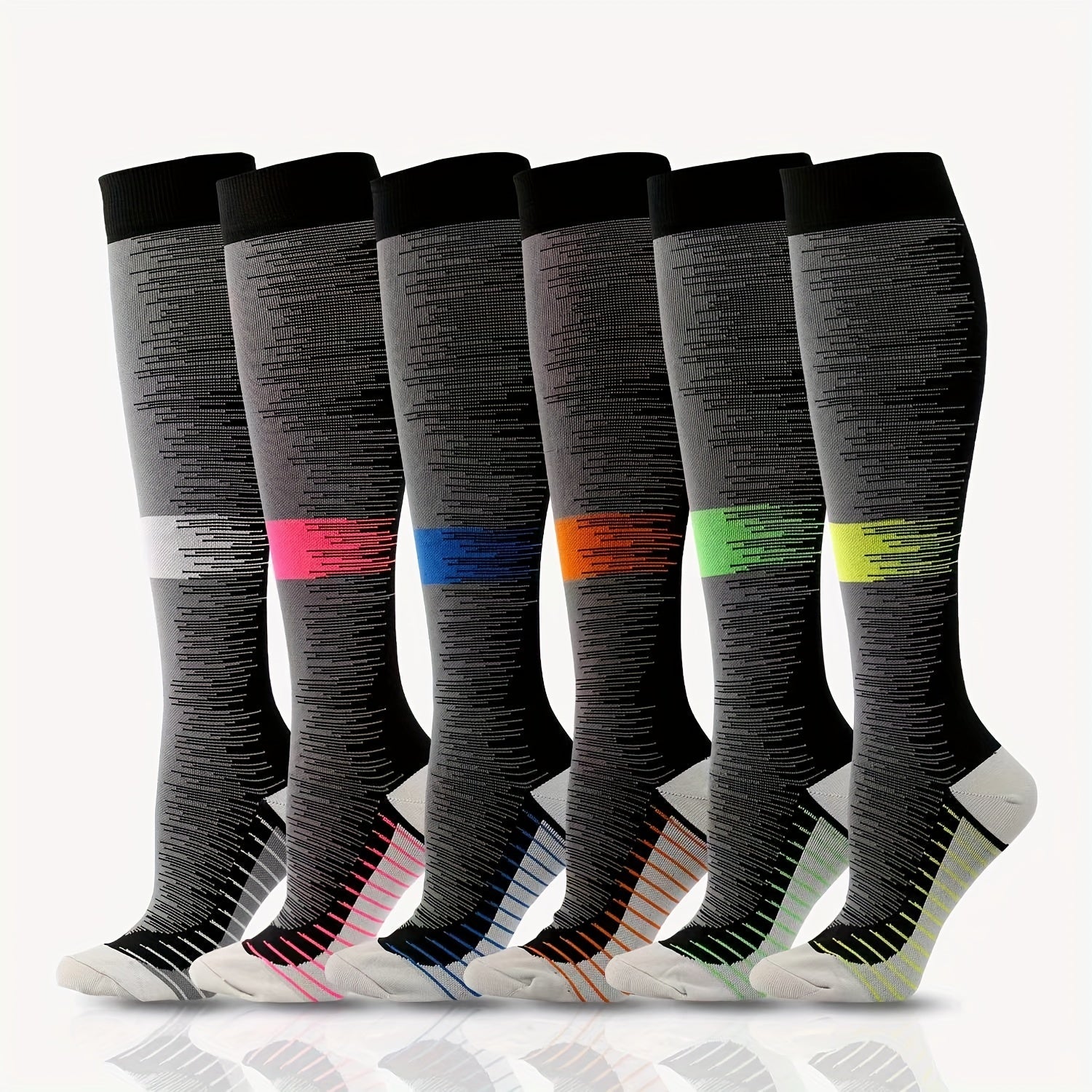 6 Pairs Compression Over the knee Socks for Outdoor Activities
