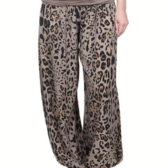 Boho Pants Women's Plus Leopard Print Waist Band Low Rise