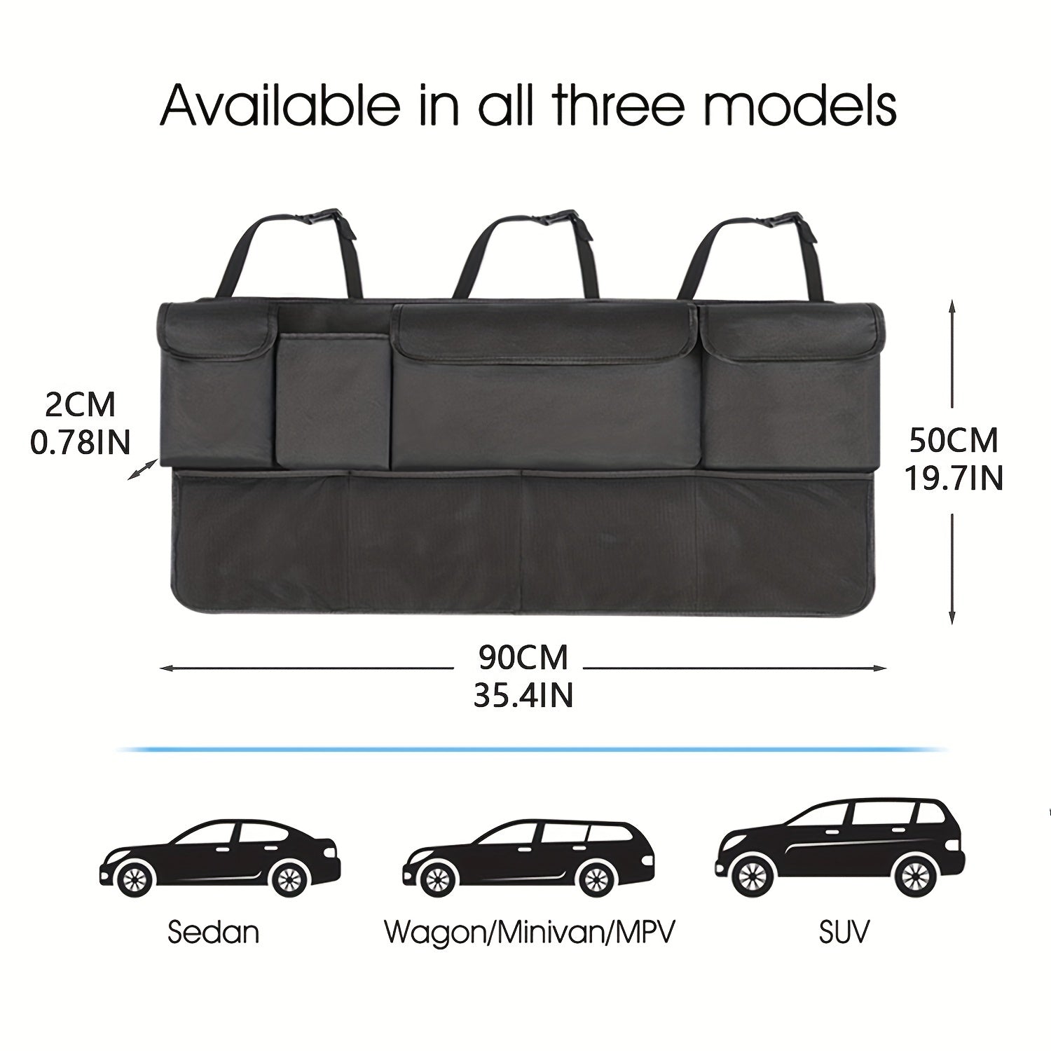 8-Pocket Car Trunk Organizer with Adjustable Straps