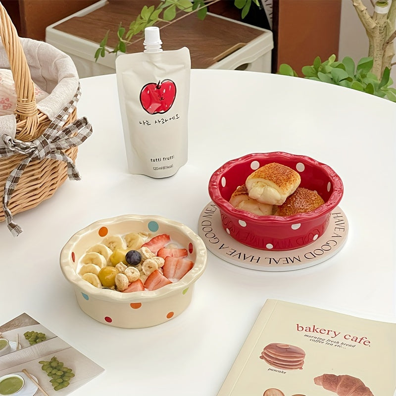 Polka Dot Ceramic Baking Bowl Household Baking Tableware