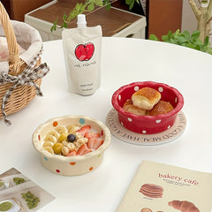 Polka Dot Ceramic Baking Bowl Household Baking Tableware