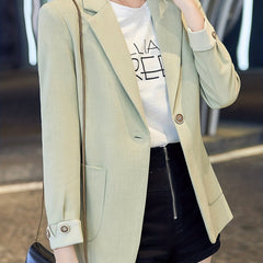 Solid Button Front Roll Up Blazer Casual Long Sleeve Blazer