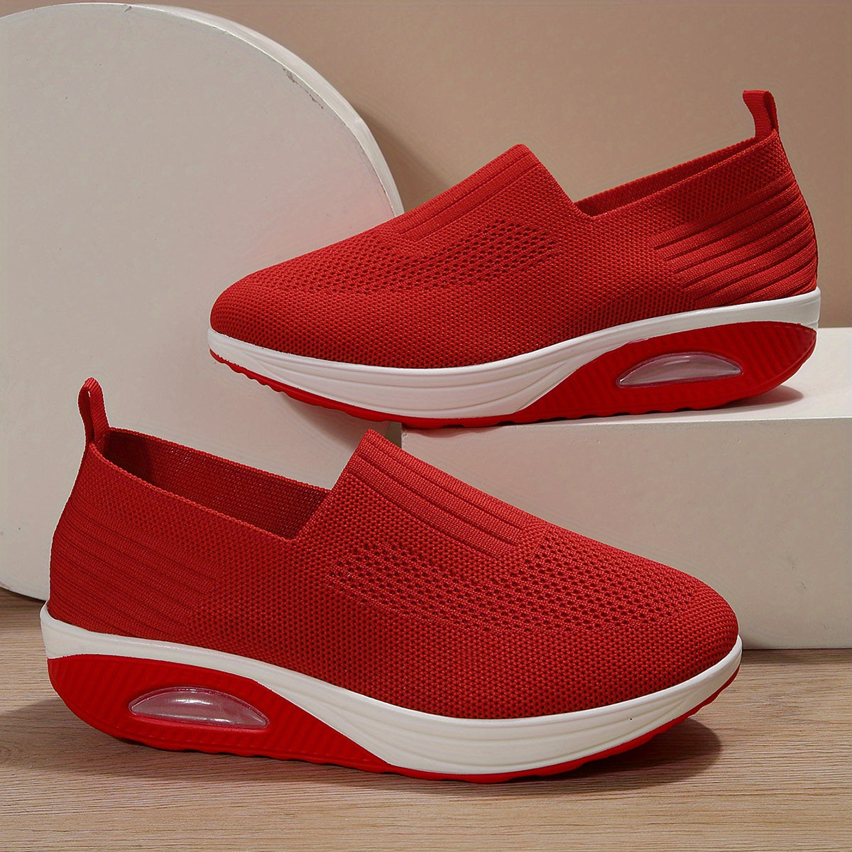 Women's Breathable Slip On Platform Shoes Air Cushion Walking Shoes