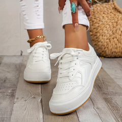 Women's Classic Small Shoes Faux Leather Lace Up Low Top Walking Shoes