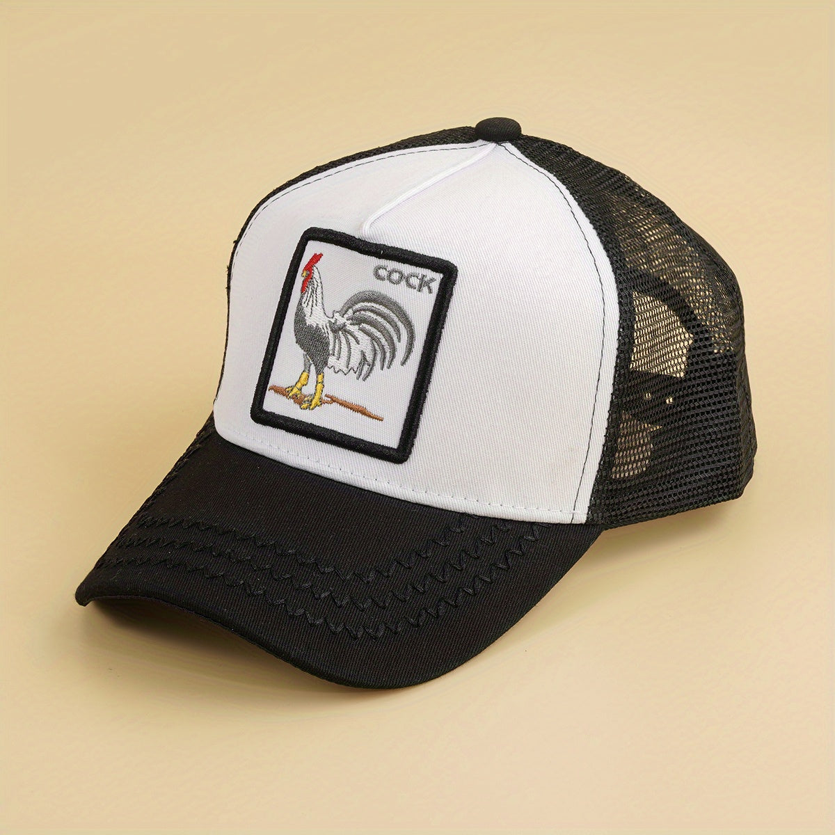 Cartoon Chicken Patch Baseball Cap Mesh Trucker Hat