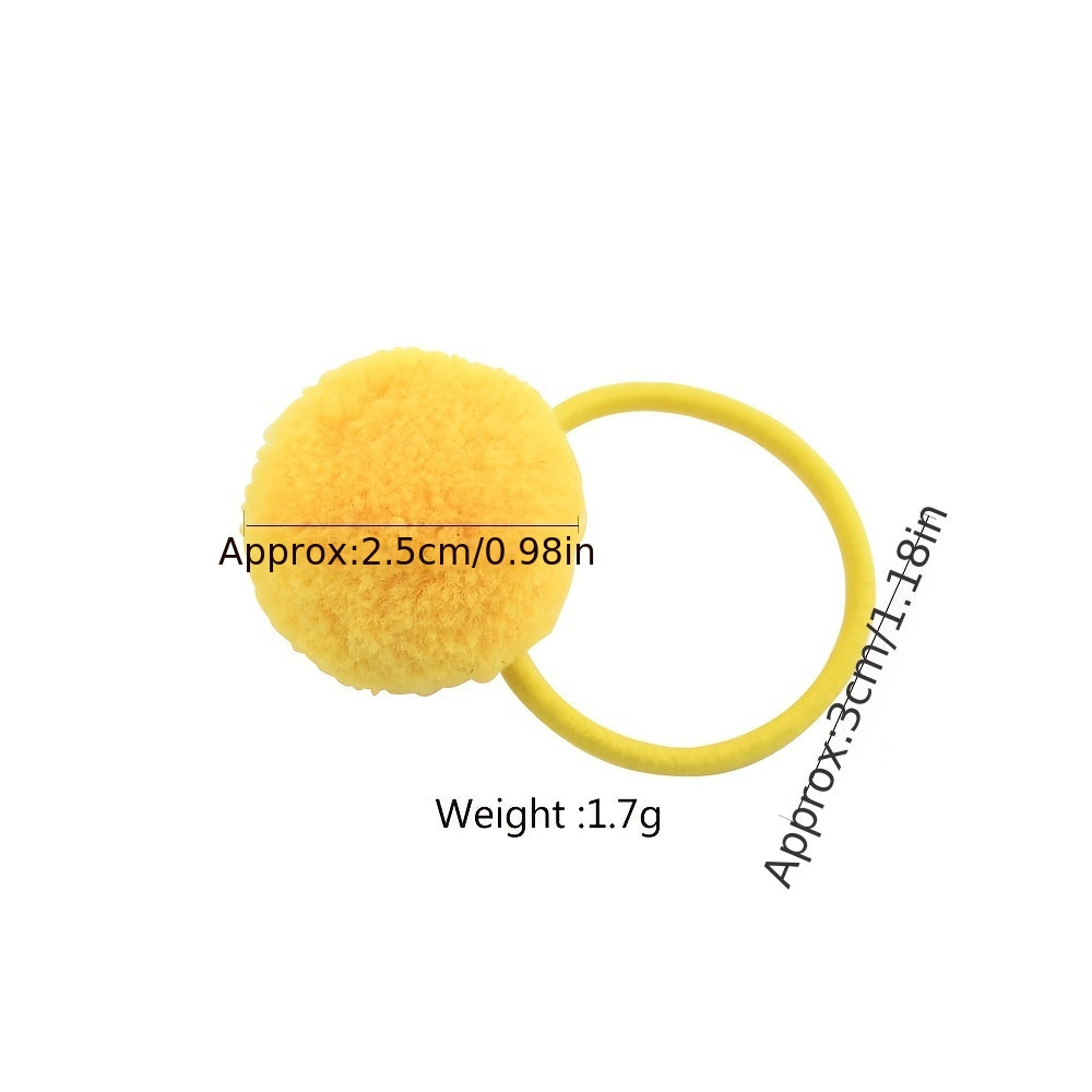 12pcs Colorful Plush Ball Hair Bands for Kids Girls Ponytail Headwear