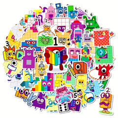 50pcs Children's Number Building Block Stickers Educational Toy Cartoon Stickers