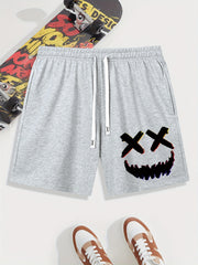 Smile Print Men's Drawstring Waistband Shorts