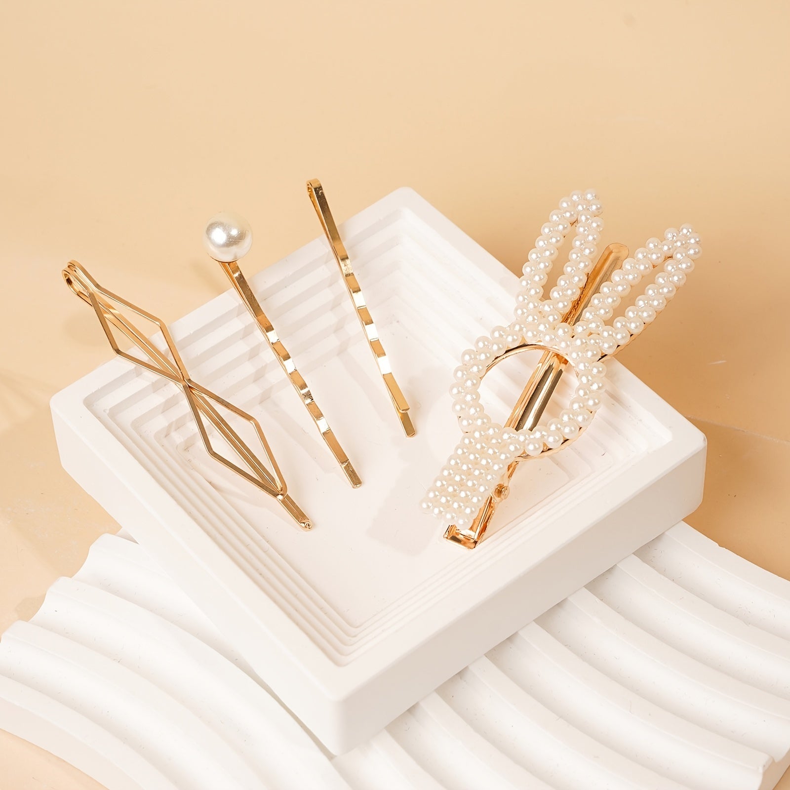 12pc Faux Pearl Rhinestone Bobby Pin Hair Accessories Set