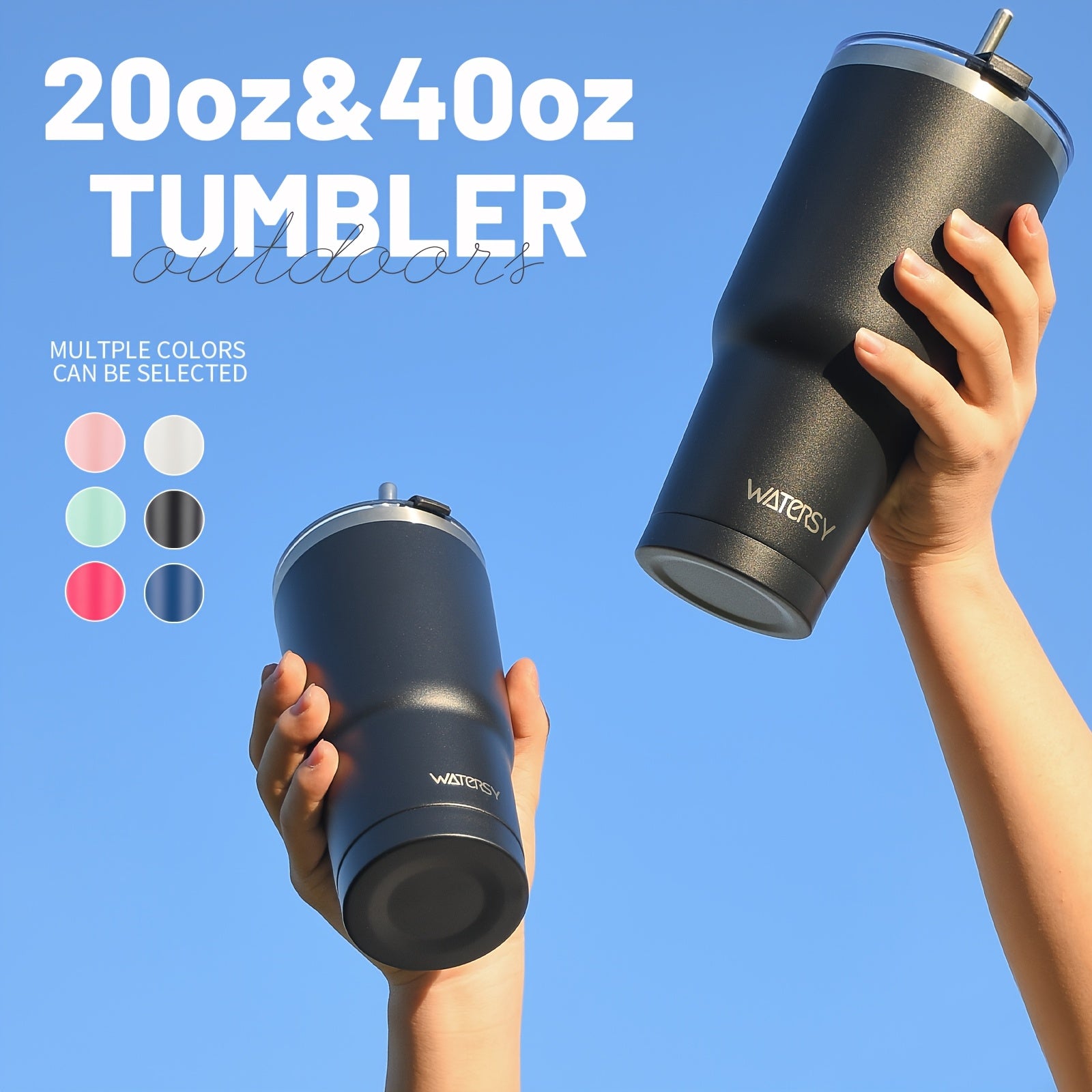 Watersy 20oz 40oz Stainless Steel Tumbler Insulated Travel Mug