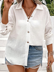 Button Up Long Sleeve Blouse
