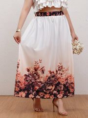 Colorblock Floral Print Maxi Skirt