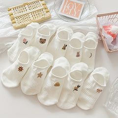 10 Pairs Cartoon Print Short Socks Low Cut Ankle Women's Stockings