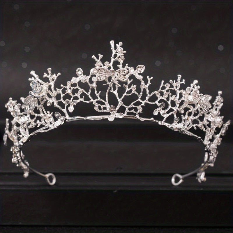 Vintage Golden Dragonfly Tiara Whimsical Fairy Crown Bridal Floral Tiara