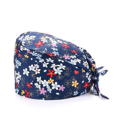 Floral Leopard Print Work Cap Vintage Cartoon Scrub Cap