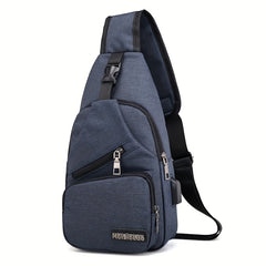 Men's Canvas Chest Bag USB Charging Outdoor Sports Travel