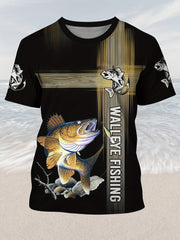 Fish Pattern Print Men's Short Sleeve T-shirt Graphic Tee Men's Summer Clothes