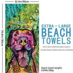 Dog Pattern Beach Towel Quick Drying Soft Absorbent Adult Beach Blanket