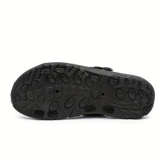 Men's Patterned Leather Slides Lightweight Slippers